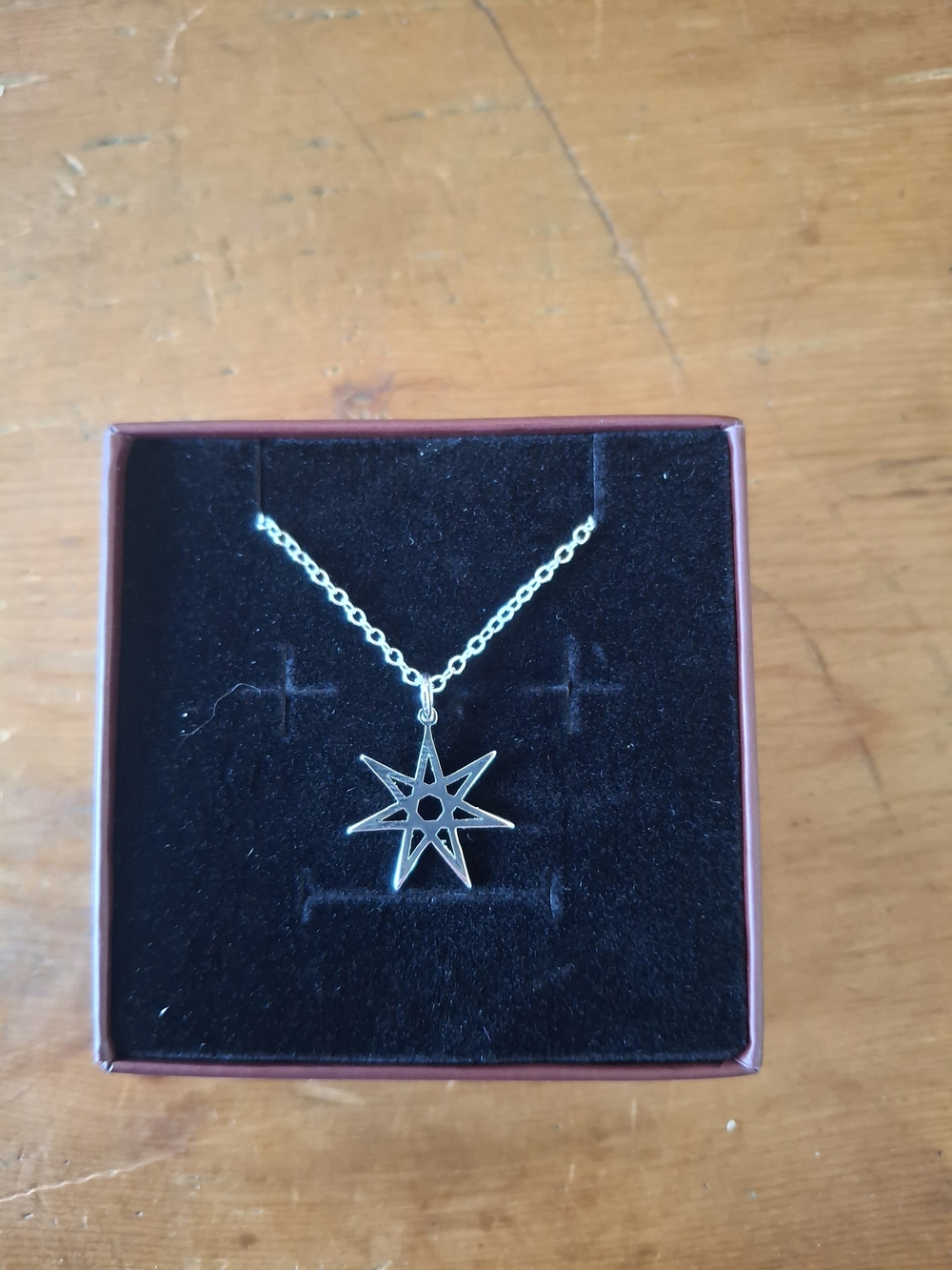 Sterling Silver Seven-Pointed Star Pendant Necklace - Silver